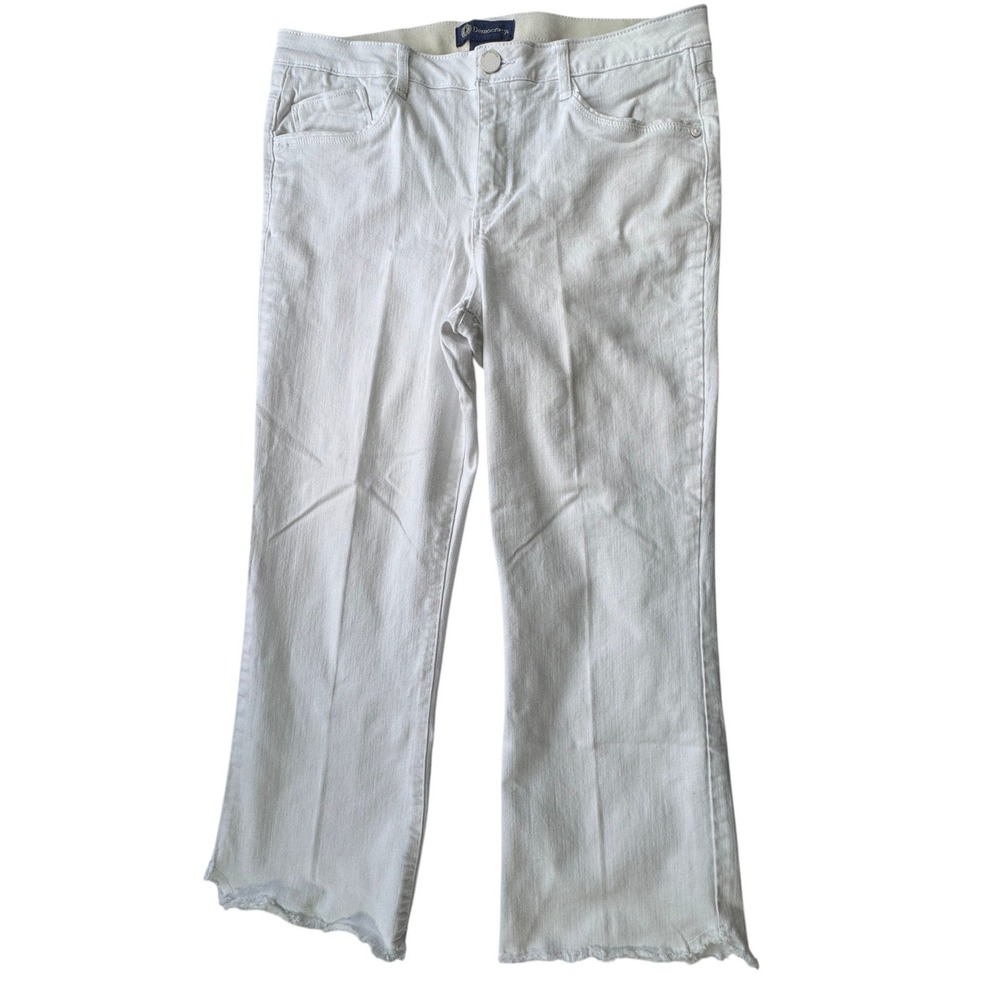 Democracy Ab solution White Cropped Jeans Womens 14 Raw Hem Frayed Tummy Control - Picture 10 of 10